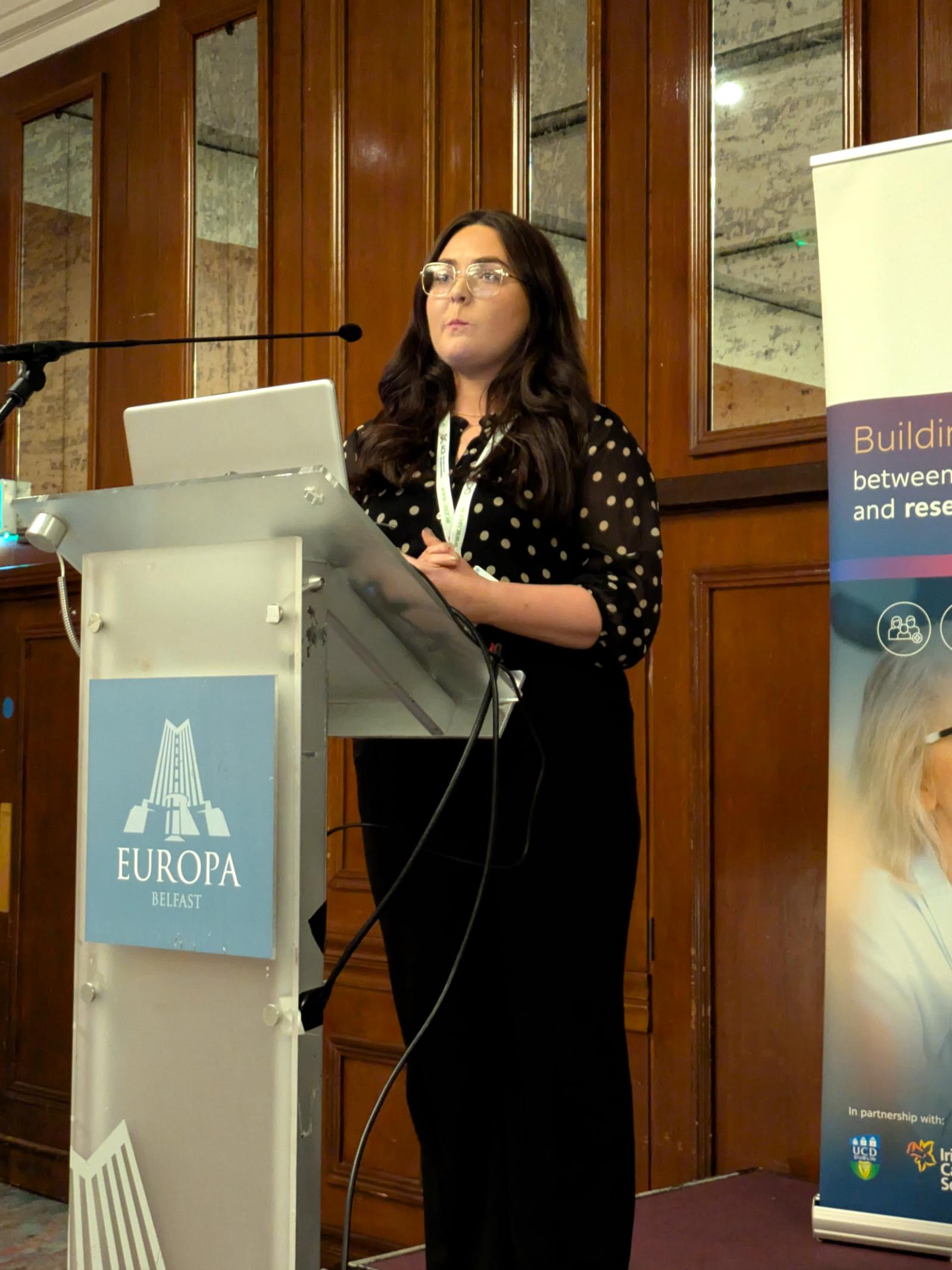 Shauna McClelland delivers a presentation at the Johnston Award
